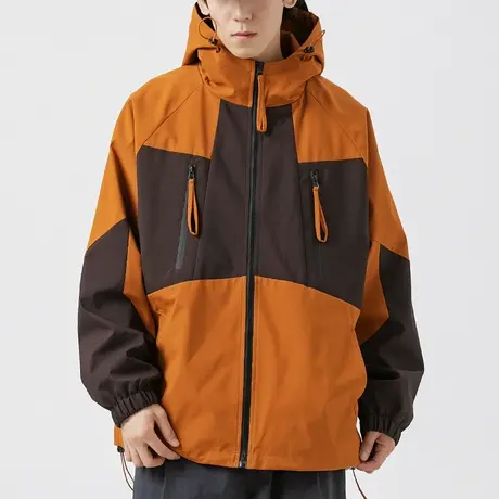 男士登山服冲锋衣男款防风拼接外套男春秋款潮牌男装2024新款夹克图片