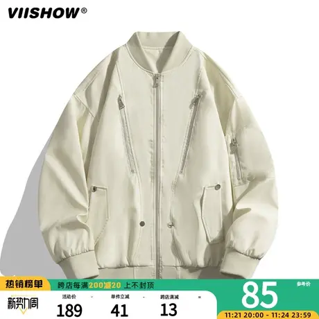 VIISHOW美式飞行外套男生潮牌休闲秋冬季机车男装上衣机能风夹克商品大图