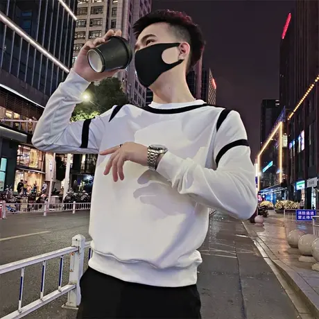 秋季男卫衣t恤打底衫秋衣长袖宽松潮流时尚体恤简约潮牌快手外套商品大图