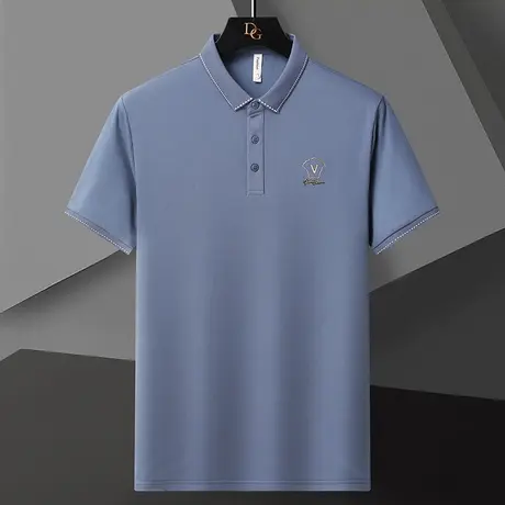 夏季短袖t恤男士翻领修身polo衫休闲青年珠地网眼纯棉体恤打底衫商品大图