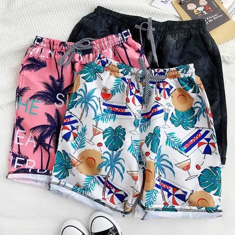 沙滩裤男潮牌ins宽松夏季冰丝速干花短裤子潮流休闲裤五分大裤衩t商品大图