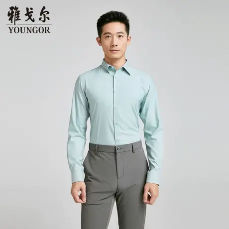 雅戈尔 商场同款男绿色提花TR长袖衬衫YLTR120672QJC图片