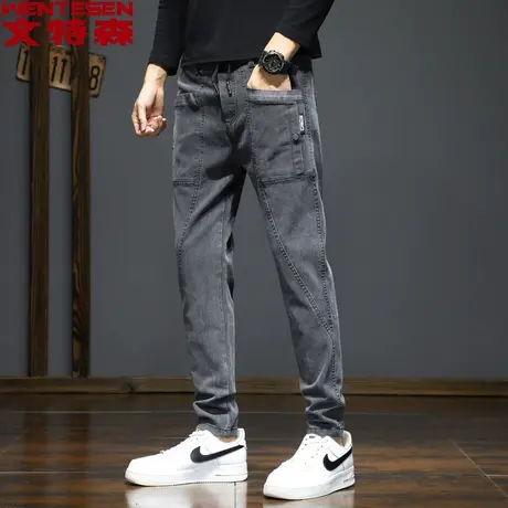 春季新款男士休闲裤弹力修身直筒微弹裤韩版裤子潮流时尚青年长裤商品大图