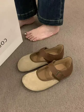 小众玛丽珍鞋女2024年春季森系复古圆头单鞋女平底休闲丑萌勃肯鞋商品大图