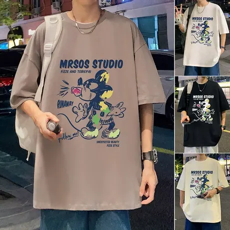 美式短袖T恤男夏季2024新款宽松纯棉半袖港风oversize潮牌体恤衫图片