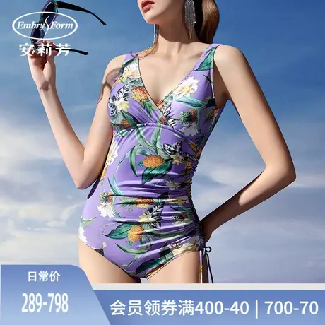 安莉芳性感美背遮肚显瘦温泉泳装女士ins风印花连体泳衣ES00095商品大图