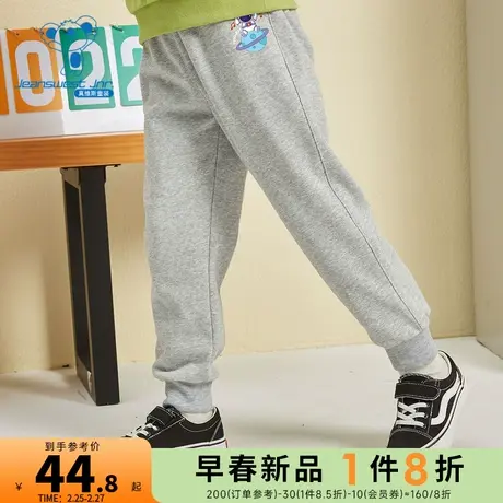 JU真维斯男童休闲直筒裤子 春秋季童装印花束脚运动大中童慢跑裤图片
