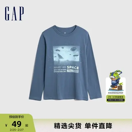 Gap男童春秋纯棉印花运动长袖T恤儿童装洋气可爱亲肤上衣772663商品大图