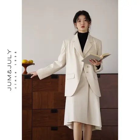 嘉茱莉2023秋季新款小个子西装外套女薄款设计感西服裙西装套装商品大图