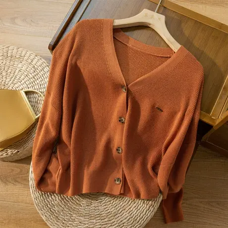 羊毛针织开衫女宽松纯色文艺复古通勤毛衣外套春秋上衣女2022新款图片