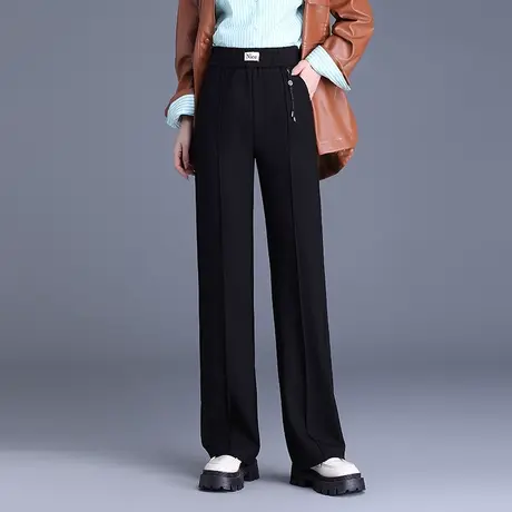 阔腿裤女秋冬2023新款松紧高腰坠感显瘦直筒裤时尚百搭休闲裤长裤商品大图