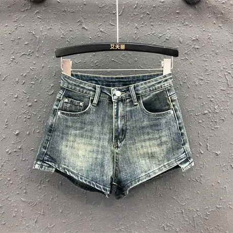 2023夏季新款怀旧蓝设计感性感辣妹牛仔短裤女显瘦a字阔腿裤热裤商品大图