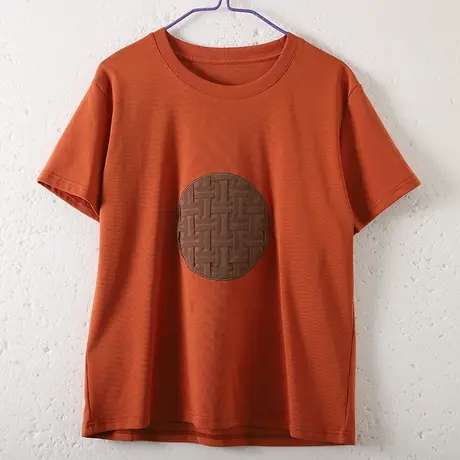 dza文艺复古纯棉漂亮t恤女士夏季新款宽松半袖上衣内搭打底衫体恤商品大图