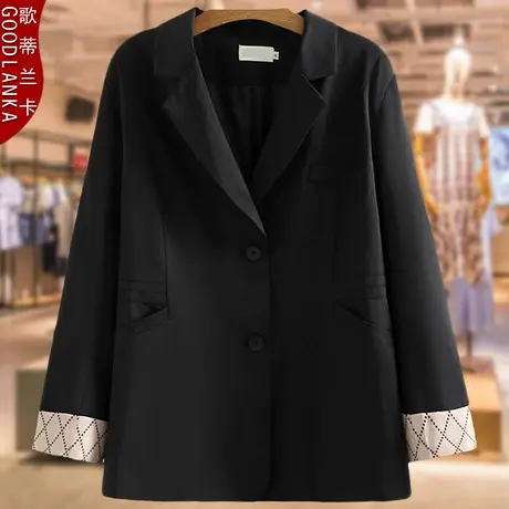 中年40岁妈妈休闲西装外套洋气时尚加肥加大码女装中长款黑色西服商品大图