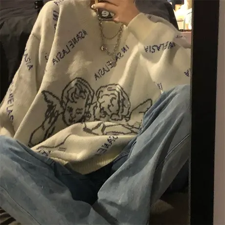 针织衫毛衣女2021秋冬复古日系宽松套头外穿ins慵懒风小个子外套商品大图