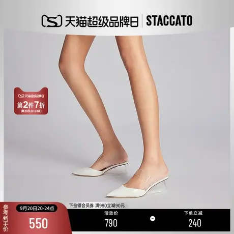 思加图2023新款仙女风法式包头外穿透明凉拖鞋女穆勒鞋子EDK29AH3商品大图