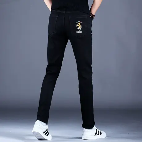秋款纯黑色牛仔裤男款百搭弹力百搭2023新款裤子修身小脚高端潮牌商品大图