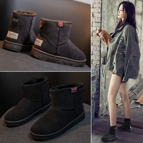 2021年新款冬季雪地靴女短筒短靴加绒加厚韩版百搭学生冬鞋棉鞋子图片