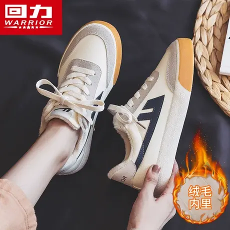 回力女鞋加绒帆布鞋女2023年冬季新款二棉鞋女加厚保暖板鞋子潮商品大图