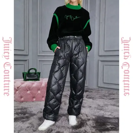 Juicy Couture橘滋2023新款经典简约异形分割女式羽绒裤图片