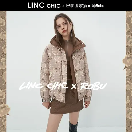 2023金羽杰#LINC设计师联名系列#立领反季女款短款面包服羽绒服女商品大图