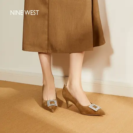 【商场同款】Nine West/玖熙水钻高跟鞋女2025夏新款细跟尖头单鞋图片