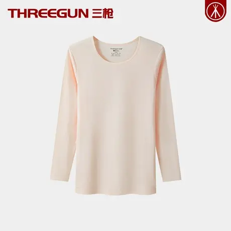 三枪100%全棉单件上衣女士保暖薄款秋衣纯棉打底内衣长绒棉抗静电商品大图