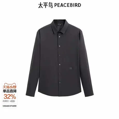 【商场同款】太平鸟男装衬衫新款修身刺绣商务磨毛衬衣 B1CAE4231商品大图