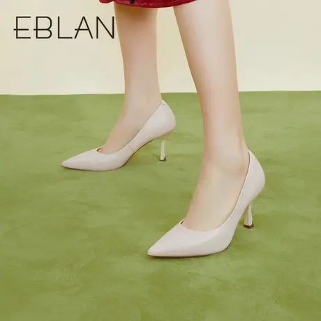 伊伴2023秋季新款女鞋时装单鞋尖头高跟鞋气质优雅一脚蹬通勤鞋图片