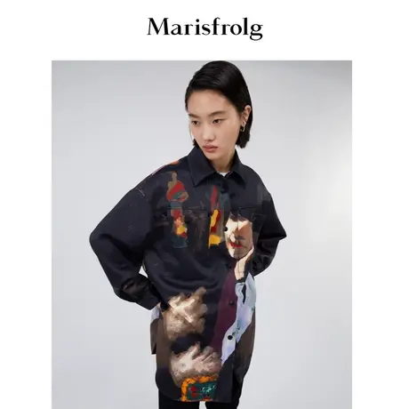 【商场同款】玛丝菲尔女装秋新款花色国风衬衫式棉服A1BW3093L图片