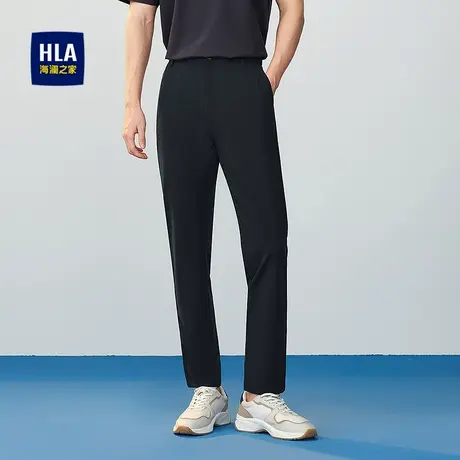 HLA/海澜之家字母印花休闲裤25春秋新中腰直筒商务通勤弹力裤子男图片