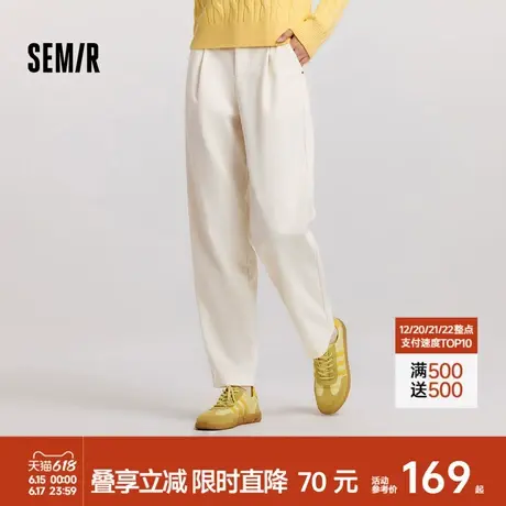 [商场同款]森马休闲裤女宽松锥形裤百搭2024新款冬季肌理长裤气质商品大图