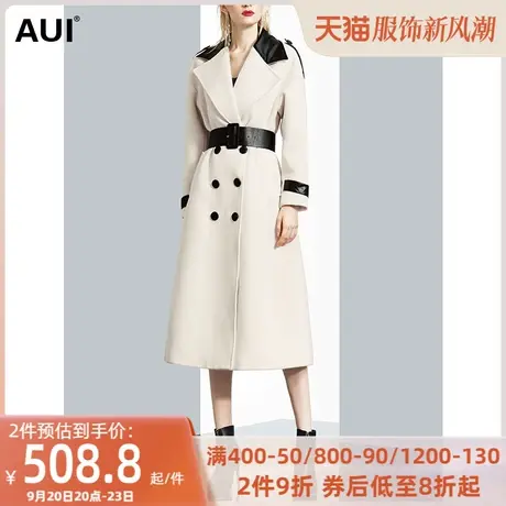 气质女神范双排扣收腰毛呢外套女冬2022新款赫本风过膝呢子大衣潮商品大图