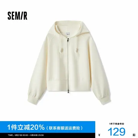 森马外套女显瘦插肩袖夹克ins潮简约秋季宽松字母连帽衣服休闲风图片