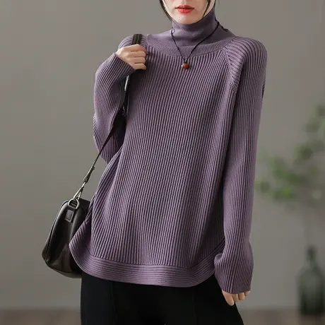 dza 纯色高领针织衫女士秋冬新款内搭上衣棉线毛衣休闲短款打底衫图片