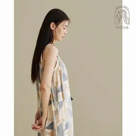 妮狄娅2024睡衣睡裙女夏季纯棉吊带裙时尚度假风可外穿宽松家居服商品大图