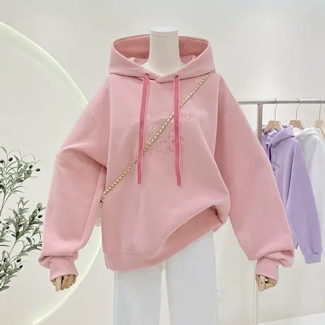 连帽卫衣女春秋2023爆款时尚百搭小个子oversize宽松上衣帽衫外套商品大图
