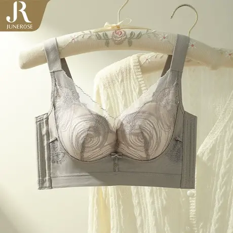 六月玫瑰肤感按摩杯加宽高侧比收副乳小胸聚拢显大调整型文胸图片