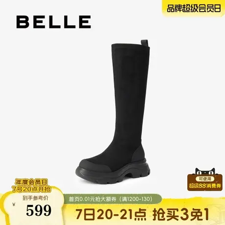 百丽鲸鱼靴复古厚底弹力高长筒靴女冬季新款显瘦瘦骑士靴子E4V1商品大图