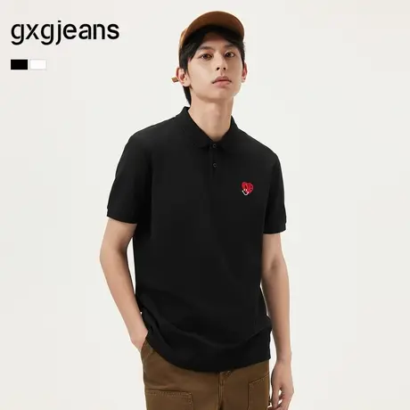 gxg.jeans男装 多色趣味绣花时尚翻领短袖Polo衫t恤 25年夏新品图片