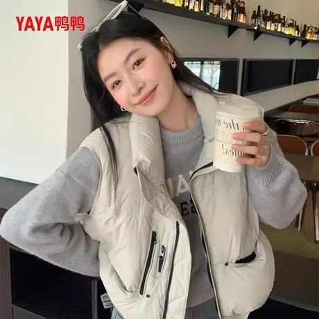 YAYA鸭鸭羽绒服2025秋冬新款保暖羽绒马甲女短款休闲时尚坎肩外套商品大图