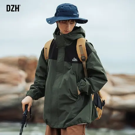 男士军绿色工装外套男春秋款连帽机能夹克男装2023新款冲锋衣男款商品大图