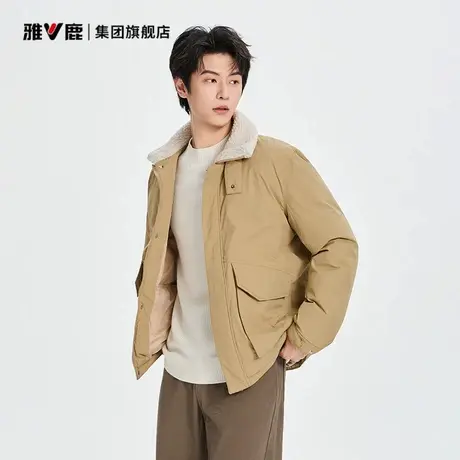雅鹿新国标90绒羽绒服男款冬季短款2025新款羊羔绒领保暖品牌外套图片
