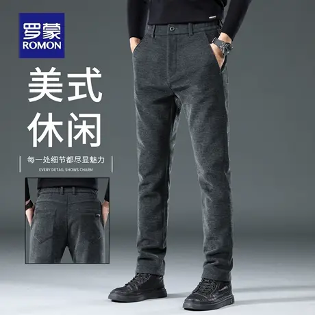 罗蒙秋冬厚款休闲裤男士雪尼尔潮流直筒商务西裤毛呢长裤子男N1Z商品大图