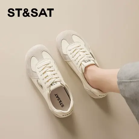 星期六真皮百搭小白鞋女德训鞋子2026新款厚底女款运动休闲鞋通勤商品大图
