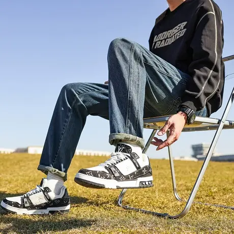 唐狮春秋新款男牛仔裤宽松直筒裤微弹水洗复古美式潮流时尚裤子TD图片