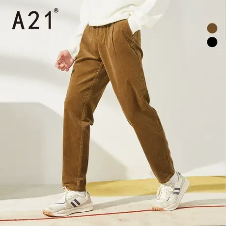 A21outlets秋冬男装弹力橡筋腰锥型长裤修身小脚青年男士休闲裤子图片