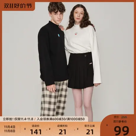 【哆啦A梦】bosie2023春秋长袖T恤男百搭纯色半高领情侣打底衫潮商品大图