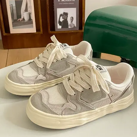 Betoo 厚底板鞋女2023新款爆款溶解女鞋小白鞋子学生百搭ins潮商品大图