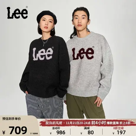 Lee韩国设计23秋冬新品宽松版大logo羊毛混纺男女同款毛衣LUT0063图片